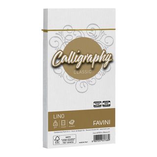 Buste Calligraphy Lino - 110 x 220 mm - 120 gr - bianco 01 - Favini - conf. 25 …