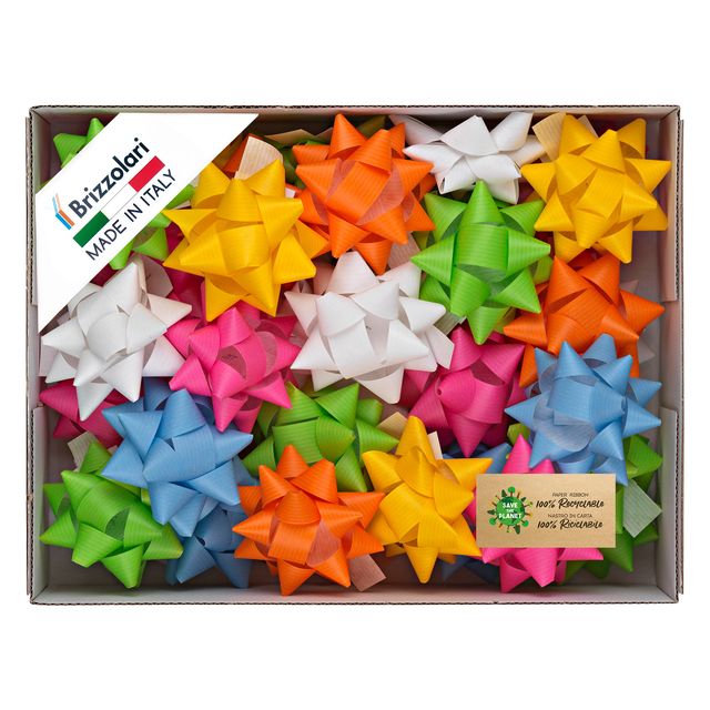 Stelle di nastro similpaper - 15 mm x diam. 6,5 cm - colori assortiti primavera…