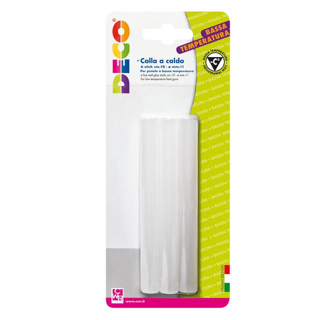 Stick per pistola colla a caldo- 11mmx10cm - trasparente - bassa temperatura - …