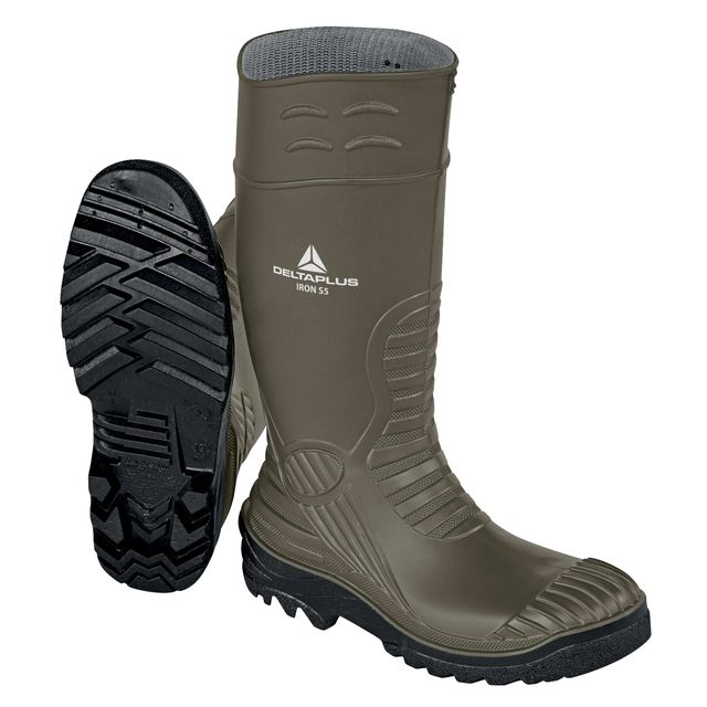 Stivali di sicurezza Iron S5 SRC - taglia 43 - PVC - kaki/nero - Deltaplus