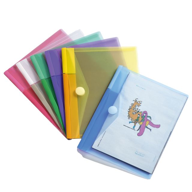 Buste con bottone in velcro - PP - 25 x 13,5 cm - colori assortiti - Djois - co…