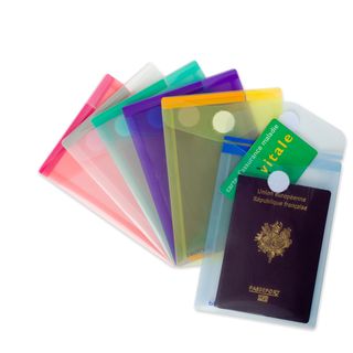 Buste con velcro - formato verticale - 11,4 x 15,8 cm - PP - colori assortiti -…