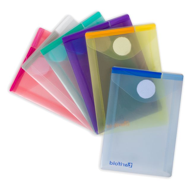 Buste con velcro - formato verticale - 8 x 11,5 cm - PP - colori assortiti - Dj…