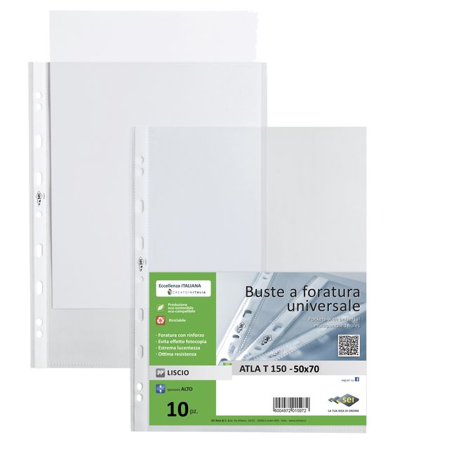 Buste forate Atla T - pesante - liscio - 50 x 70 cm - trasparente - Sei Rota - …