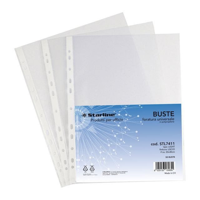 Buste forate Light - liscio - 22 x 30 cm - trasparente - Starline - conf. 50 pe…