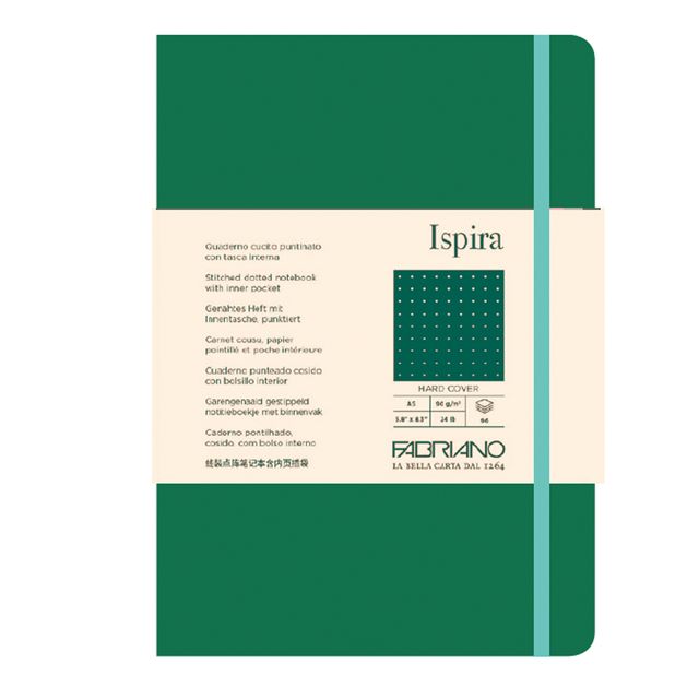 Taccuino Ispira - con elastico - copertina rigida - A5 - 96 fogli - puntinato -…