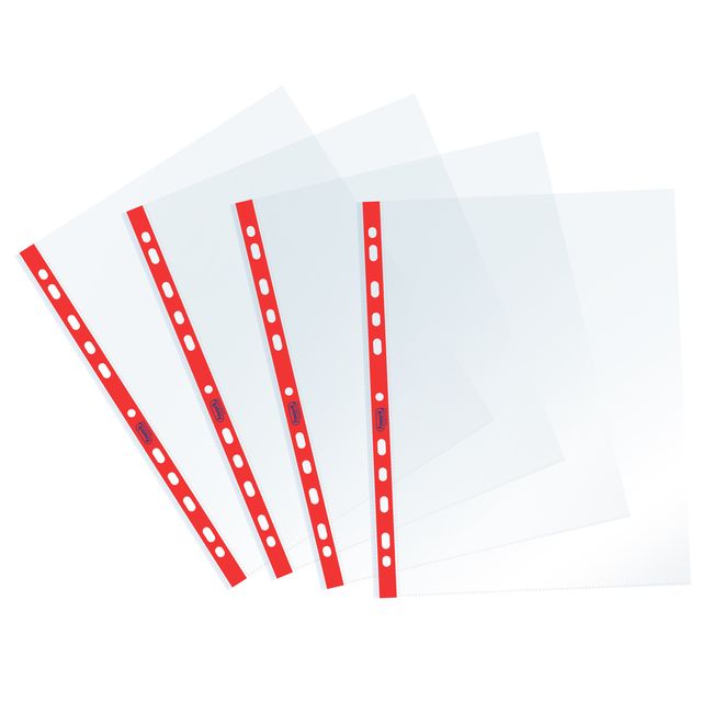 Buste forate Sprint - c/ banda - liscia - 22 x 30 cm - rosso - Favorit - conf. …