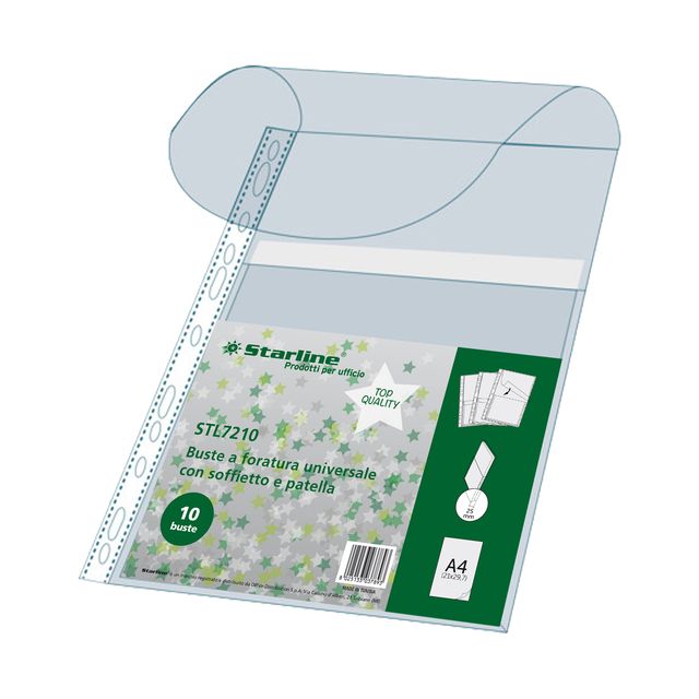 Buste forate con soffietto e patella - spessore 25 mm - liscio - 21 x 30 cm - t…