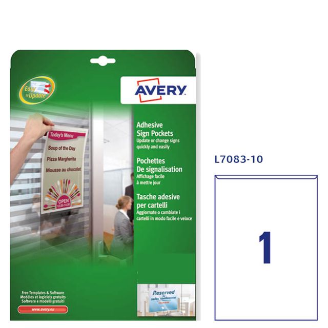 Tasche adesive L7083 - permanenti - 21 x 29,7 cm - trasparente - Avery - conf. …