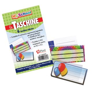Taschine adesive - 8,2 x 5,2 cm - PVC - neutro trasparente - Colorosa - conf. 6…