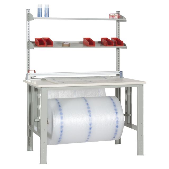 Tavolo da imballaggio - elevabile - 150 x 84 x 78-115 cm - grigio/avorio - Tecn…