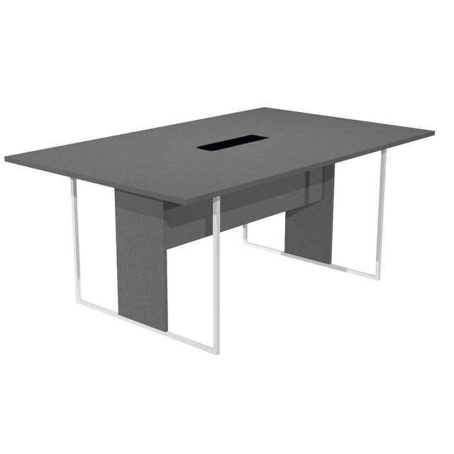 Tavolo riunione Essence - 180 x 110 cm - Antracite - Gamba bianca - Top nero