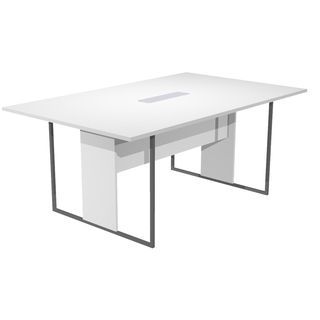 Tavolo riunione Essence - 180 x 110 cm - Bianco - Gamba antracite - Top bianco