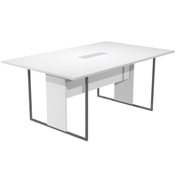 Tavolo riunione Essence - 180 x 110 cm - Bianco - Gamba antracite - Top bianco