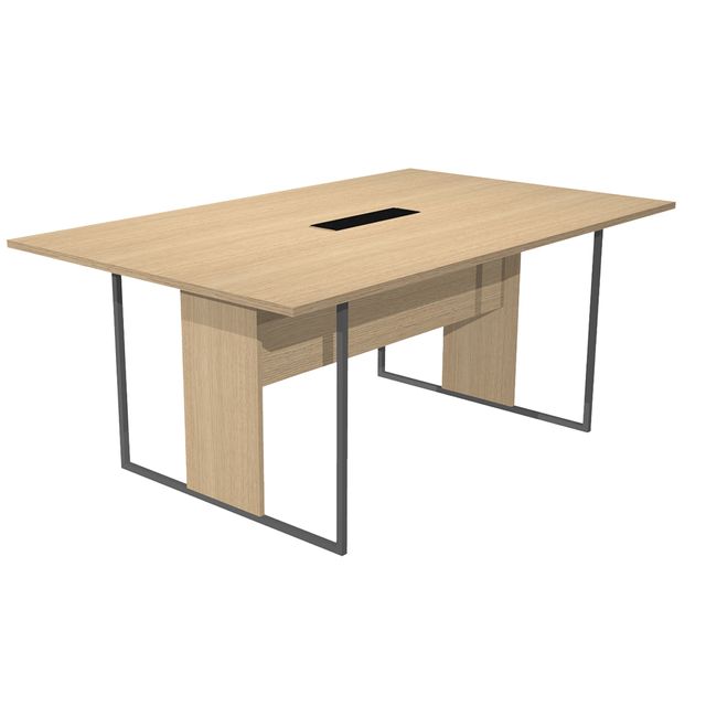Tavolo riunione Essence - 180 x 110 cm - Rovere - Gamba antracite - Top nero