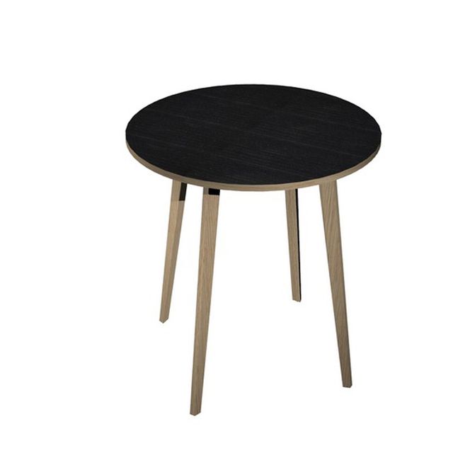 Tavolo rotondo alto Woody - diametro 100 cm - H 105 cm - rovere/nero venato