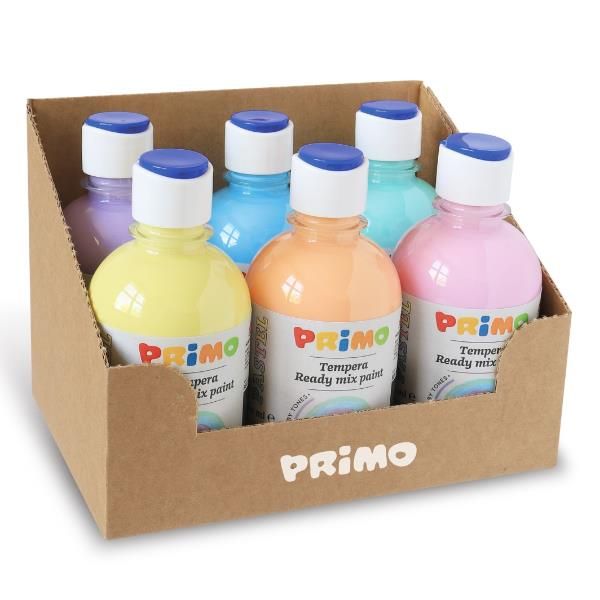 Tempera brillante pastello - 300 ml - colori pastel assortiti - Primo - box 6 c…