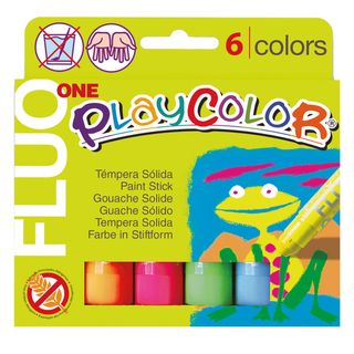 Tempera solida in stick Playcolor - 10 gr - colori fluo - Instant - astuccio 6 …