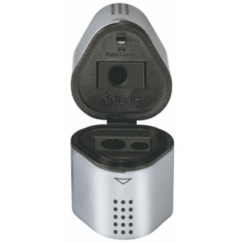 Temperamatite Grip 2001 con contenitore - 3 fori - silver - con doppio serbatoi…