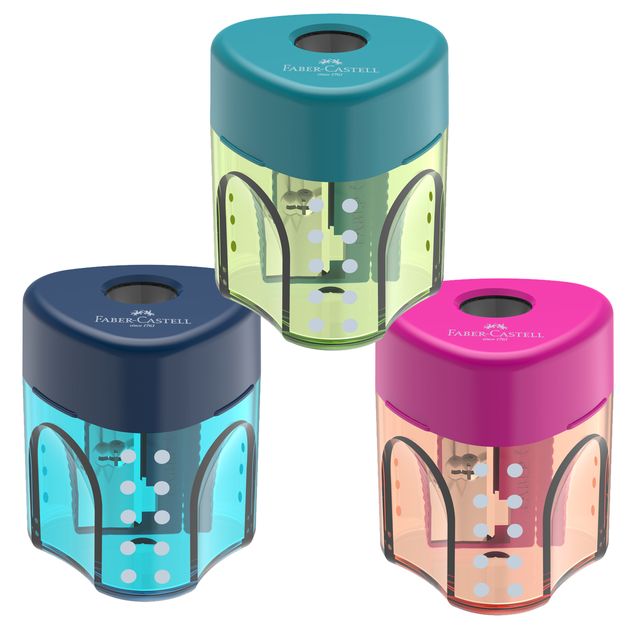 Temperamatite con contenitore - 1 foro - triangolare - con serbatoio - Faber-Ca…