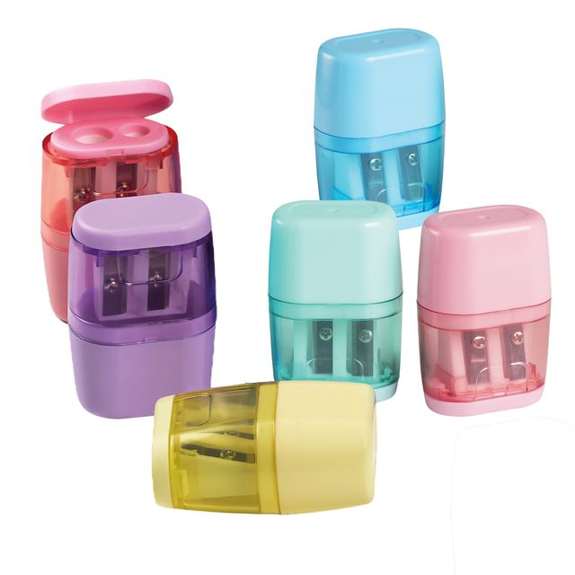 Temperino Colorosa Pastel - con serbatoio - 2 fori - colori assortiti - RiPlast…