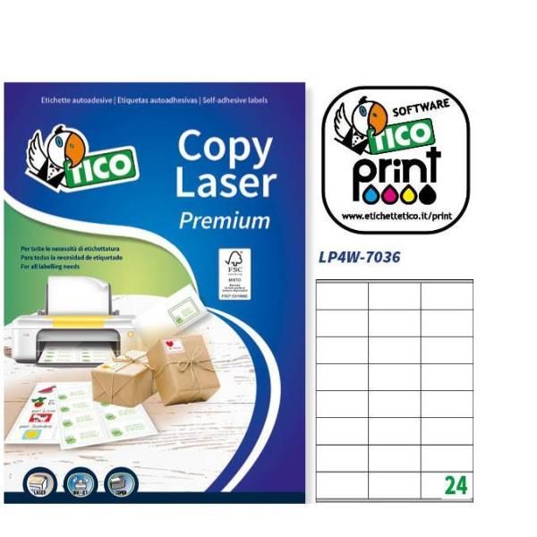 Tico Copy Laser Premium - Carta - Opaca - adesivo permanente - bianco - 70 x 36…