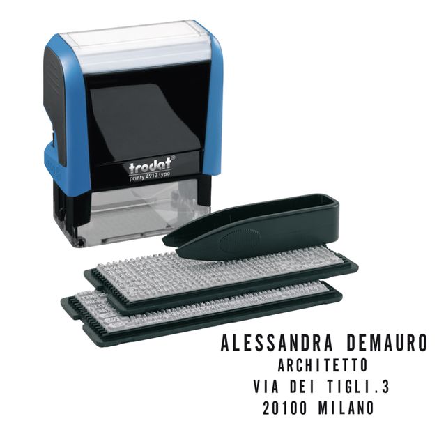 Timbro Printy Typo 4.0 autocomponibile - 47 x 18 mm - 4 righe - Trodat