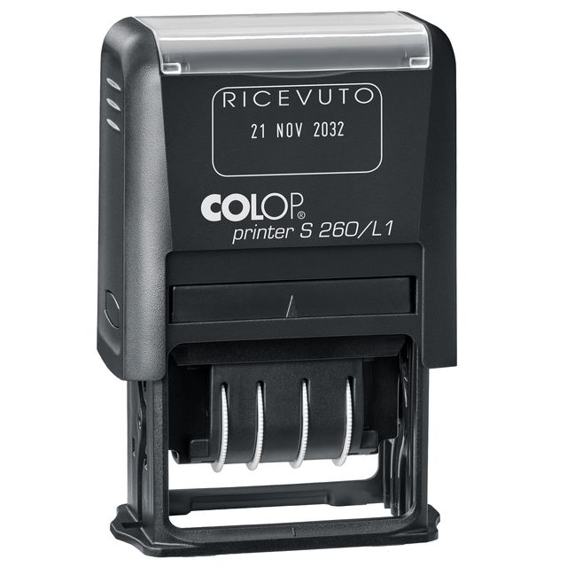 Timbro S260/L1 Datario + RICEVUTO - 4 mm - autoinchiostrante - bicolore - Colop