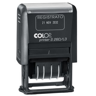 Timbro S260/L3 Datario + REGISTRATO - 4 mm - autoinchiostrante - bicolore - Col…