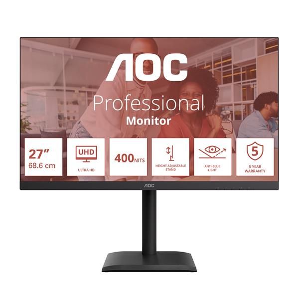 AOC E4 U27E4CV, 68,6 cm (27ʺ), 3840 x 2160 Pixel, 4K Ultra HD, LED, 4 ms, Nero