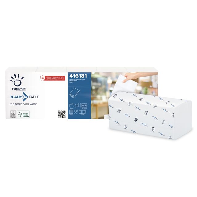 Tovaglioli interfogliati 1/4 Fold - 33 x 22 cm - monovelo - bianco - Papernet -…