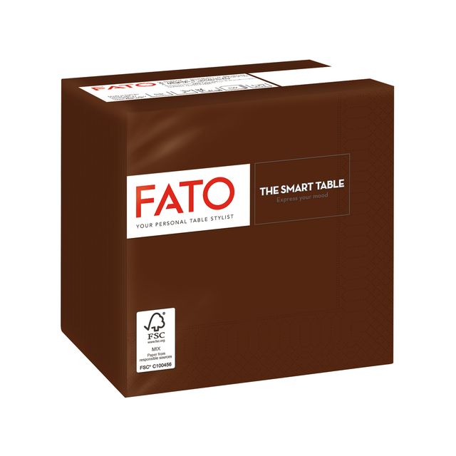 Tovagliolo - carta - 24 x 24 cm - 2 veli - cioccolato - Fato - conf. 100 pezzi
