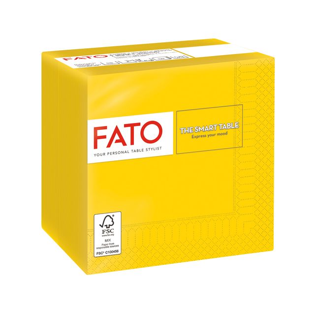 Tovagliolo - carta - 24 x 24 cm - 2 veli - giallo - Fato - conf. 100 pezzi