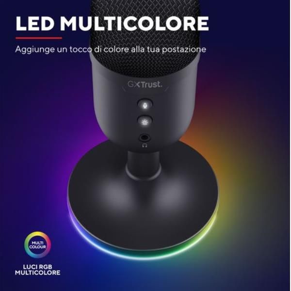 Trust - GXT 234 YUNIX MICROFONO USB RGB GAMING COMPATIBILE PLAYSTATION, PC, MAC…