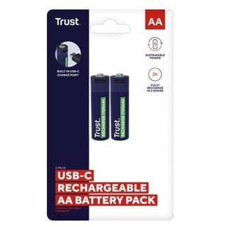 Trust 2PZ BATTERIE AA RICARICABILI TRAMITE PORTA USB-C - BLU