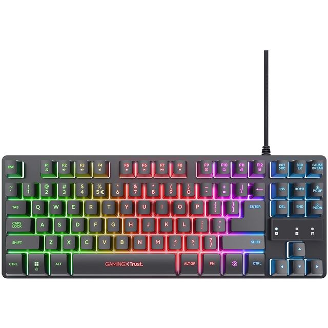 Trust GXT 833 Thado, Tenkeyless (80 - 87%), Cablato, USB, Interruttore a chiave…