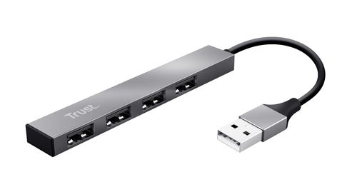 Trust Halyx Aluminium 4-Port Mini USB Hub - Hub - 4 x USB 2.0 - desktop