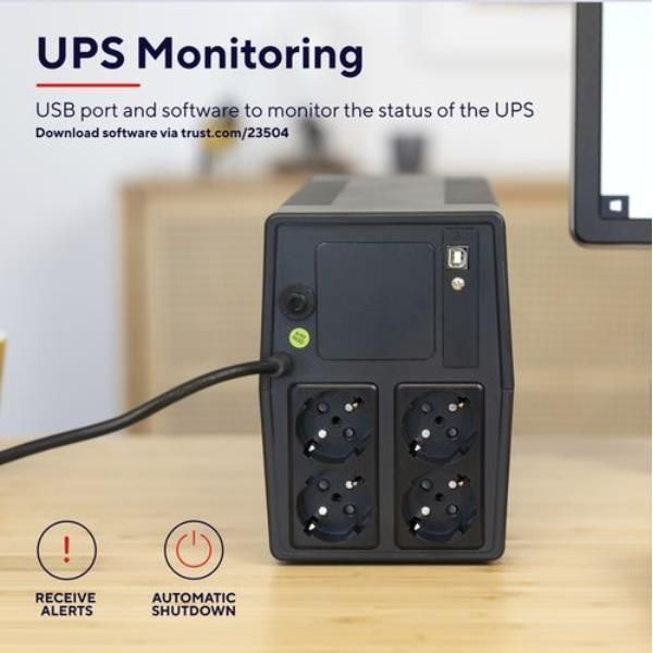 Trust Paxxon - UPS - 220-240 V c.a. V - 600 Watt - 1000 VA - 12 Ah - USB - conn…
