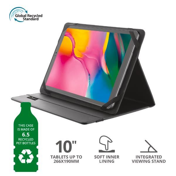 Trust Primo - Flip cover per tablet - PET riciclato - nero - 10"