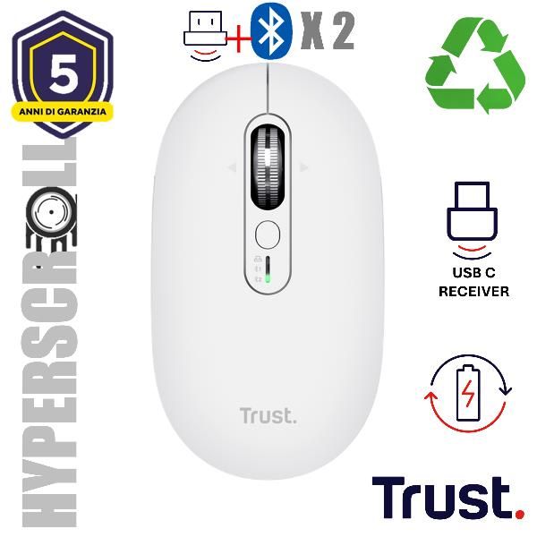 Trust Seron Slim Multi, Ambidestro, Ottico, RF senza fili + Bluetooth, 3200 DPI…