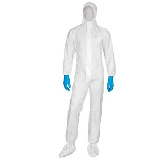Tuta di protezione da rischio chimico DT115 - monouso - taglia L - PP/PE - bian…