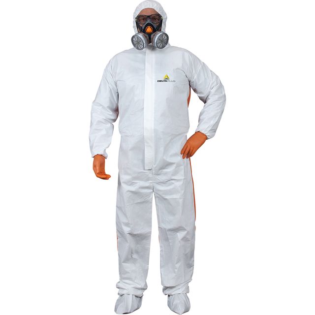 Tuta di protezione da rischio chimico DT125 - monouso - taglia L - PP/PE - bian…