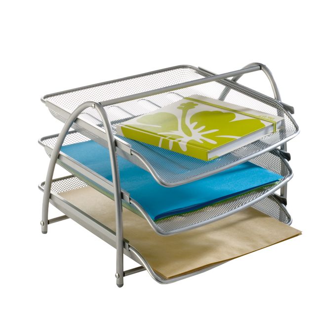 Vaschetta portacorrispondenza Mesh - 3 ripiani - 34 x 29 x 24,5 cm - rete metal…