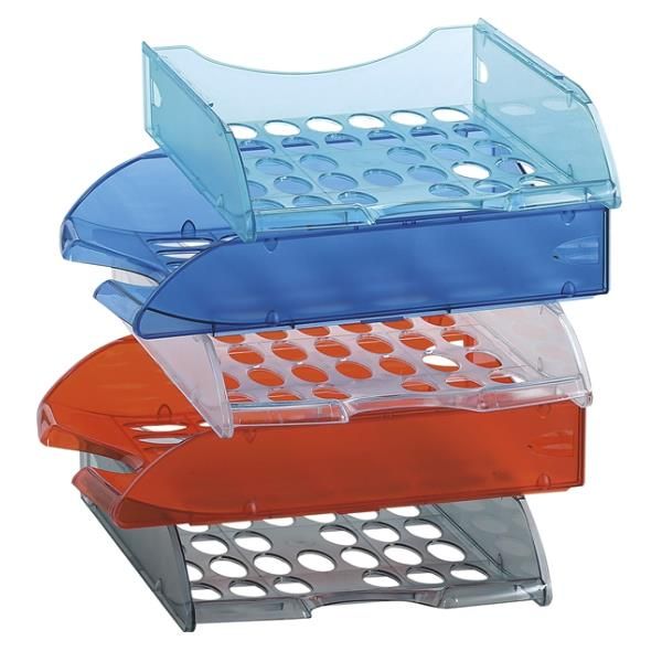 Vaschetta portacorrispondenza forata E040 - 26 x 34,5 x 6,5 cm - azzurro traspa…