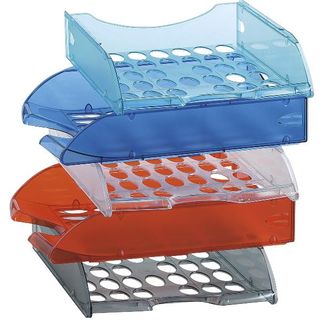 Vaschetta portacorrispondenza forata E040 - 26 x 34,5 x 6,5 cm - blu trasparent…