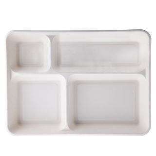 Vassoio biodegradabile - 4 scomparti - 37 x 27 x 3,6 cm - canna da zucchero - b…