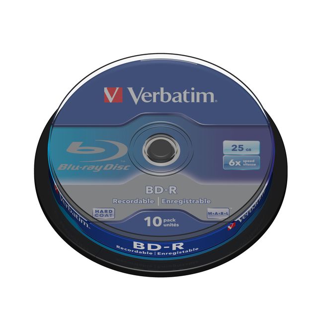 Verbatim - Scatola 10 DVD Blu Ray BD-R SL - Jewel Case - Bianco/Blu - 43742 - 2…