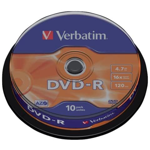 Verbatim - Scatola 10 DVD-R - serigrafato - 43523 - 4,7GB