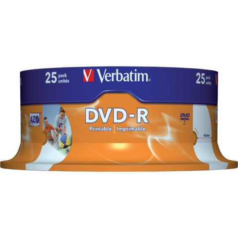 Verbatim - Scatola 25 DVD-R - stampabile - 43538 - 4,7GB