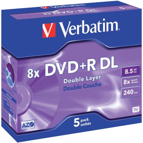 Verbatim - Scatola 5 DVD+R Dual Layer - serigrafato Jewel Case - 43541 - 8,5GB